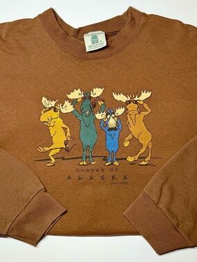 Vtg Galligaskins Juneau Alaska Moose Crewneck Sweatshirt XL 90s Shades of Alaska